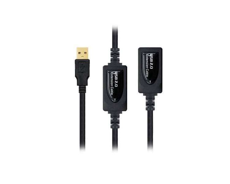 CABLE USB(A) 2.0 A USB(A) NANOCABLE+AMPLIFICAD.10M NEGRO