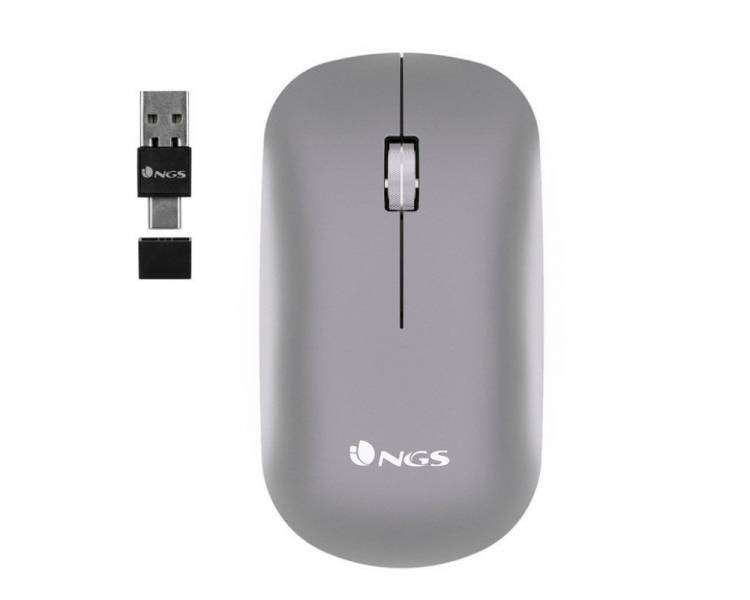 Ratón inalámbrico ngs snoop-rb/ batería recargable/ hasta 2400 dpi/ gris