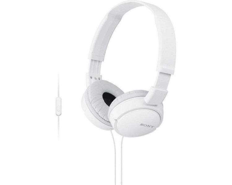 Auriculares sony mdrzx110apw/ con micrófono/ jack 3.5/ blancos