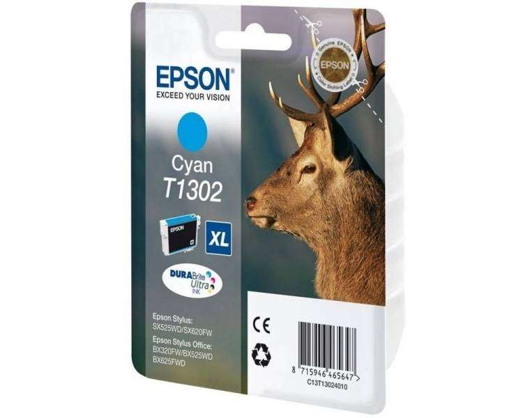 Cartucho de tinta original epson t1302 xl alta capacidad/ cian