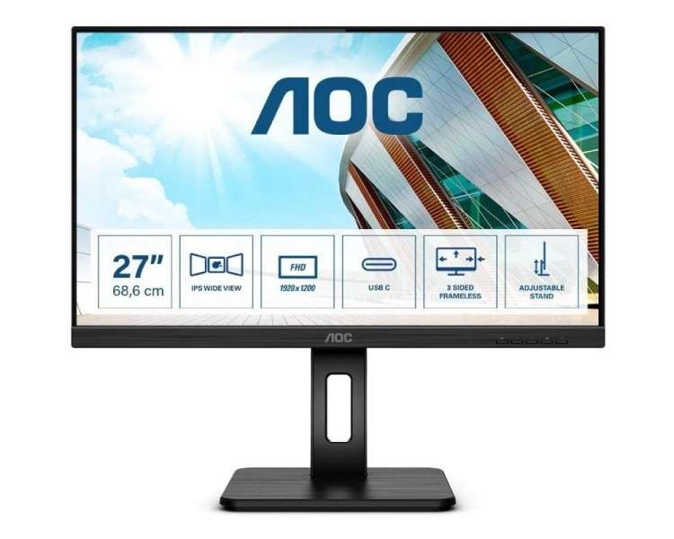 Monitor profesional aoc 27p2c 27'/ full hd/ multimedia/ negro