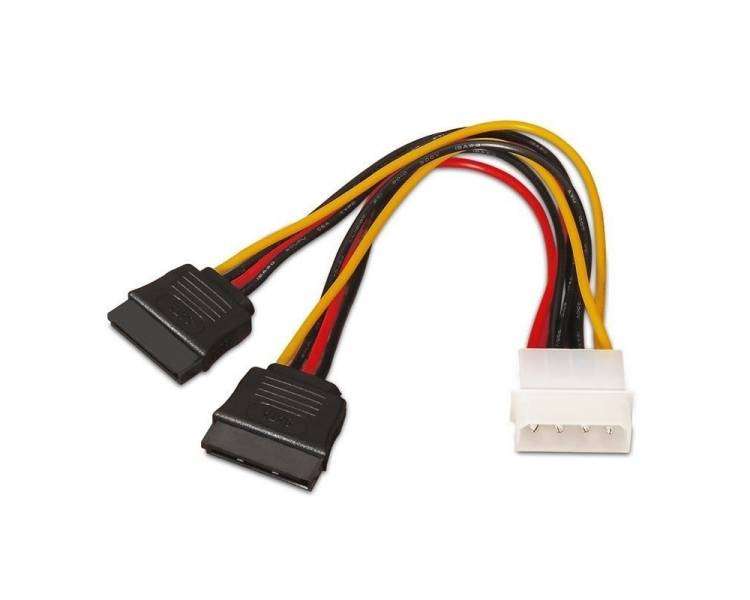 Cable duplicador de alimentación aisens a131-0161/ molex 4 pin macho - 2x sata hembra/ 20cm