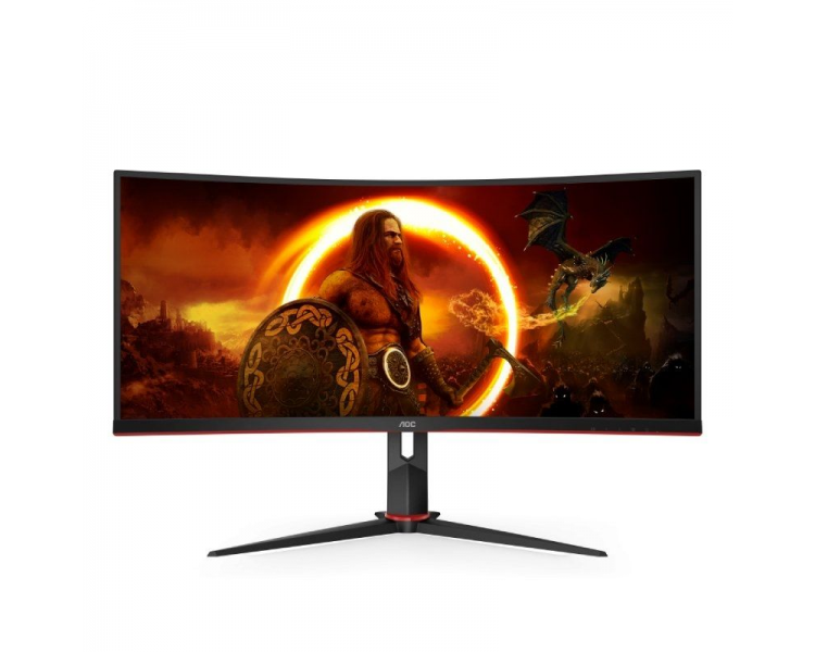 Monitor gaming curvo ultrapanorámico aoc cu34g2/bk 34'/ wqhd/ negro y rojo