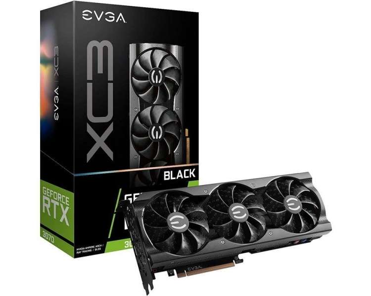 Tarjeta gráfica evga geforce rtx 3070 xc3 black gaming/ 8gb gddr6/ lhr