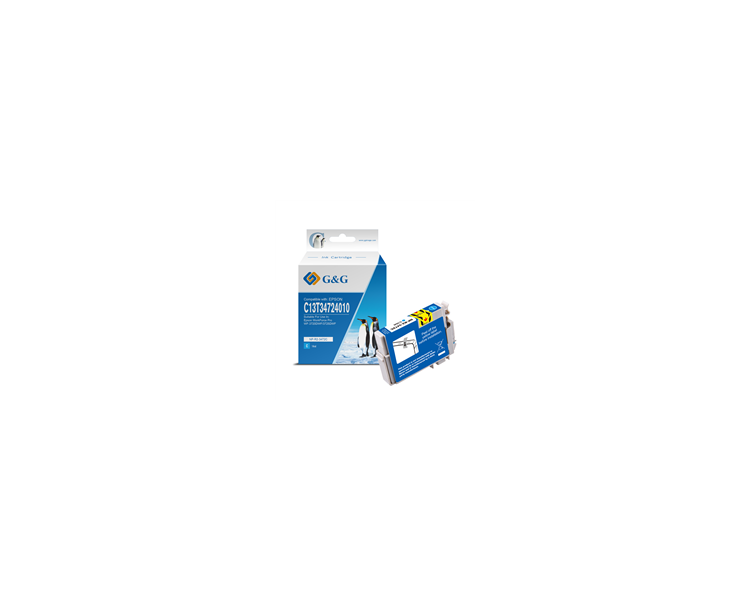 CARTUCHO DE TINTA PIGMENTADA G&G COMPATIBLE para EPSON T3472/T3462 (34XL) CYAN  - REEMPLAZA C13T34724010/C13T34624010