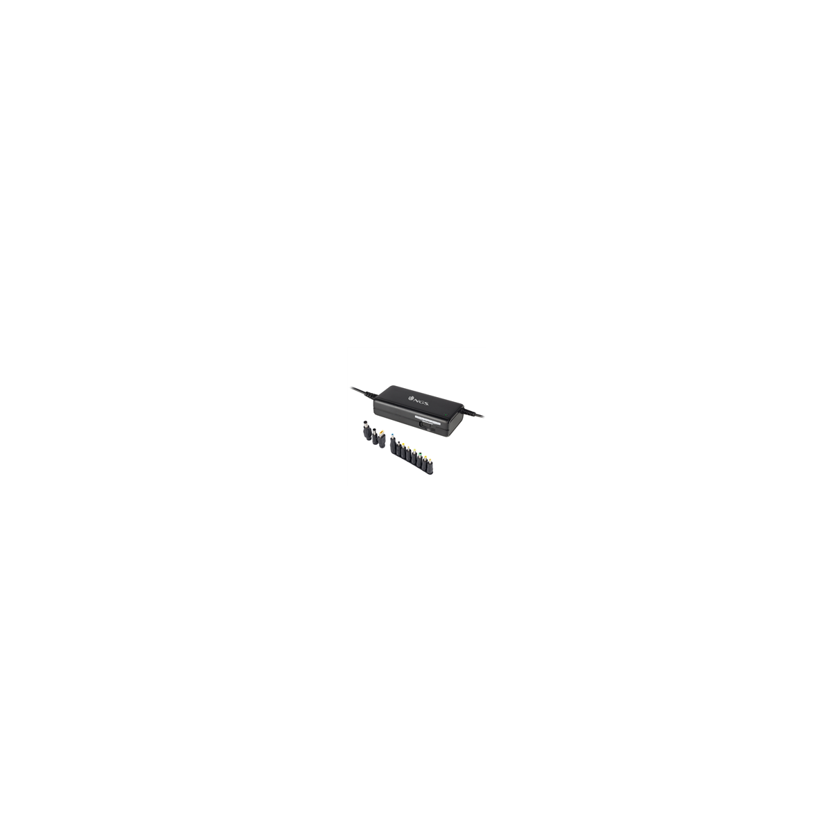 Adaptador de corriente ngs manual laptop 90w con 11 adaptadores
