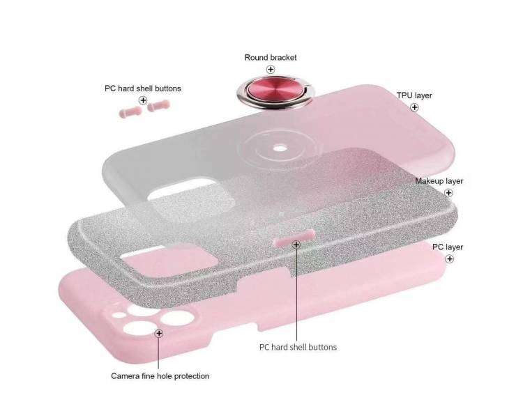 Funda Silicona Brillante para iPhone 13 Pro Max con Imán Soporte de Anilla 360º