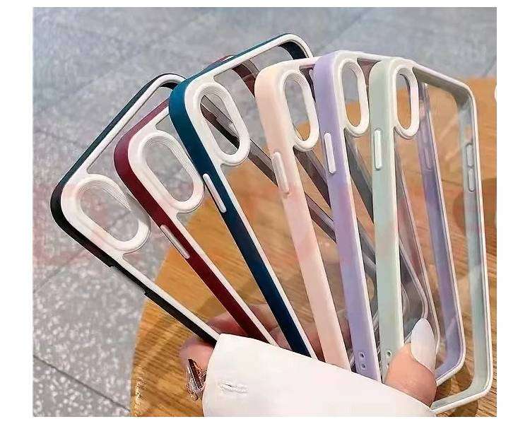 Funda Anti-golpe Transparente con Borde de Color de Goma para IPhone 13 PRO