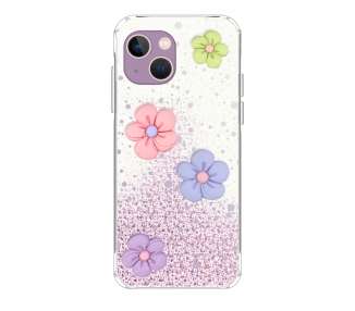 Funda Gel Transparente Purpurina Relieve Compatible para iPhone 13 6.1"