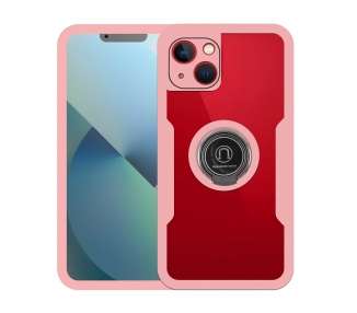 Funda Doble Con Imán y Anilla para iPhone 13 6.1" Silicona Delantera y Trasera