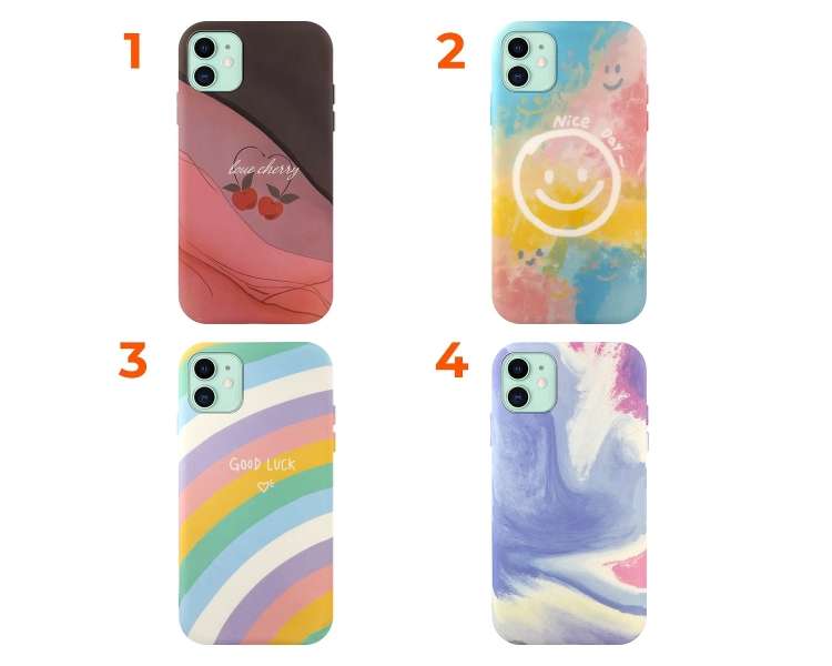 Funda Silicona Suave Elástica 4 Dibujos Compatible con iPhone 12