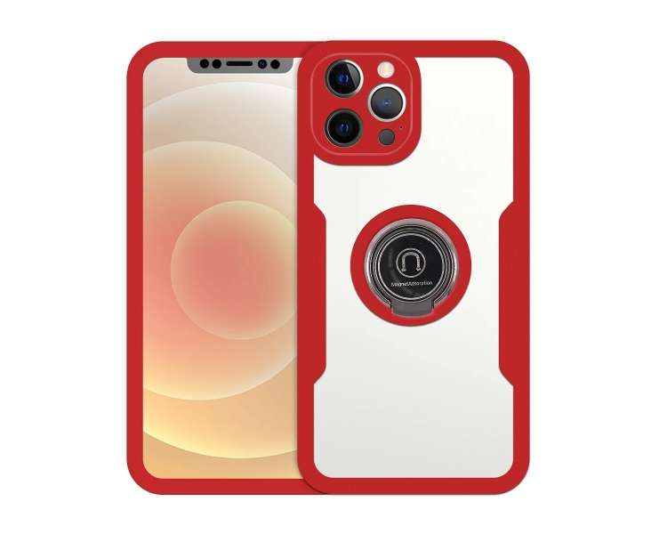 Funda Doble Con Imán y Anilla para iPhone 12 6.1" Silicona Delantera y Trasera