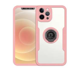 Funda Doble Con Imán y Anilla para iPhone 12 6.1" Silicona Delantera y Trasera