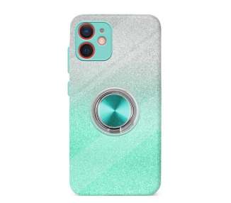 Funda Silicona Brillante para iPhone 12 Mini con Imán y Soporte de Anilla 360º