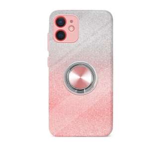 Funda Silicona Brillante para iPhone 12 Mini con Imán y Soporte de Anilla 360º