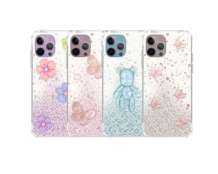 Funda Gel Transparente Purpurina Relieve Compatible para iPhone 11 Pro