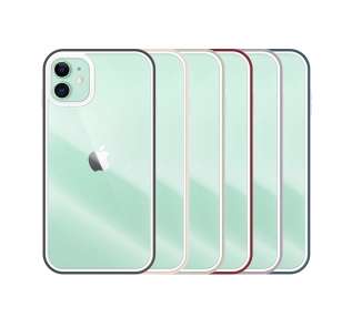 Funda Anti-golpe Transparente con Borde de Color de Goma para IPhone 11