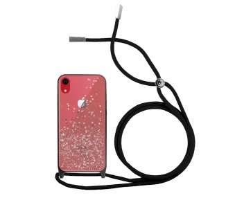 Funda Brillantina con Cordón Compatible con iPhone XR con Borde de Color