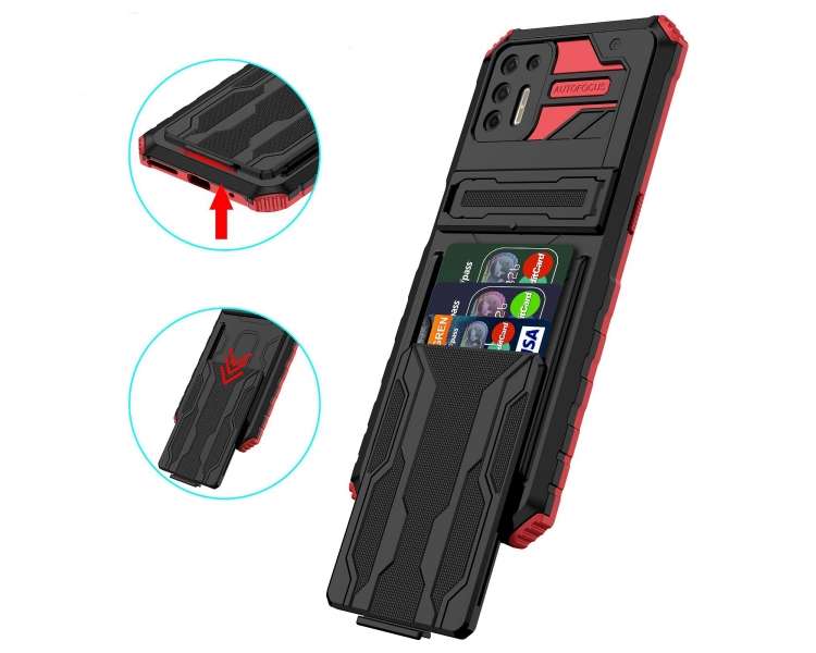 Funda Rock Anti-Golpe Tarjetero y Soporte Compatible con Samsung Galaxy S22