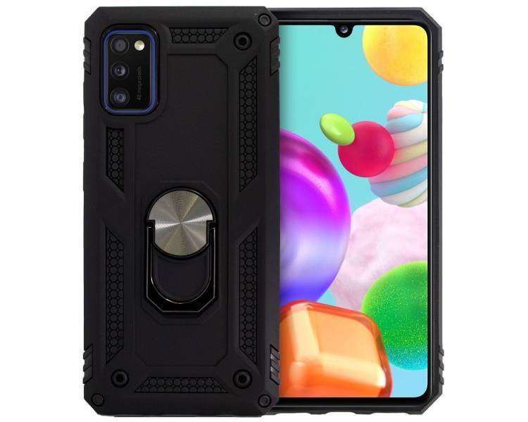 Funda Aluminio Antigolpe Compatible Con Samsung Galaxy A41 Imán Soporte Anilla 