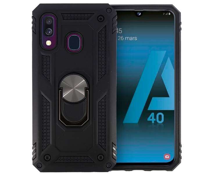 Funda Aluminio Antigolpe Compatible Con Samsung Galaxy A40 Imán Soporte Anilla 