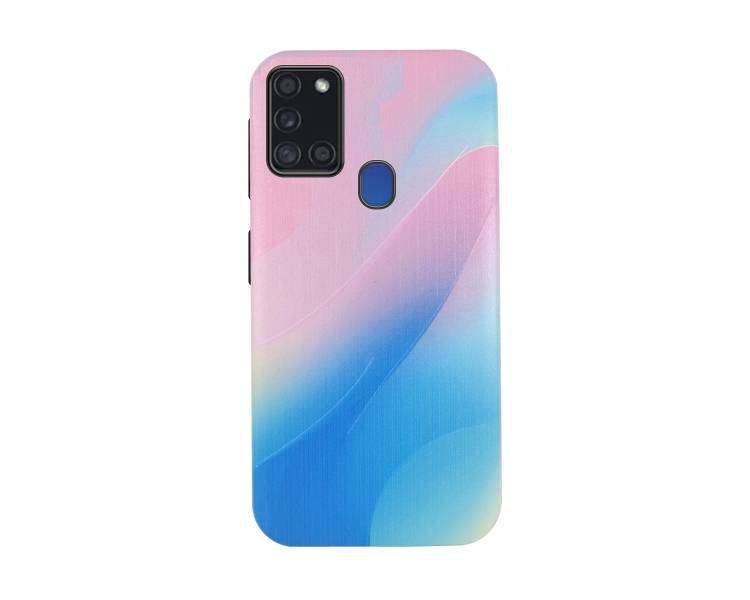 Funda Gel Doble Capa Compatible para Samsung Galaxy A21s - Ondas Azules