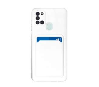 Funda Silicona Suave con Tarjetero para Samsung Galaxy A21S con Cámara 3D