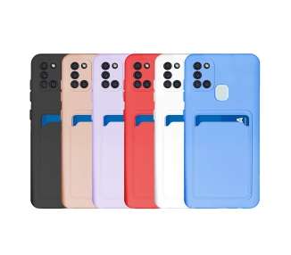 Funda Silicona Suave con Tarjetero para Samsung Galaxy A21S con Cámara 3D