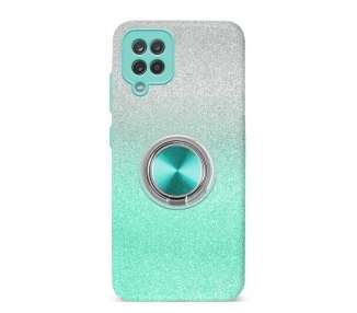 Funda Silicona Brillante para Samsung Galaxy A12 con Imán y Soporte Anilla 360º