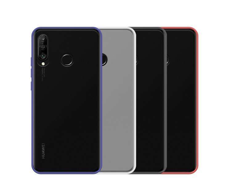 Funda Gel Compatible para Huawei P30 Lite Smoked con borde de color