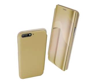 Funda Flip con Stand Compatible para Huawei Y6 2018 , Honor 7A Clear View