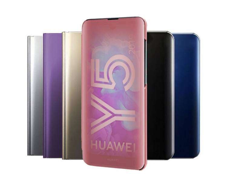 Funda Flip con Stand Compatible para Huawei Y5 2019 Clear View