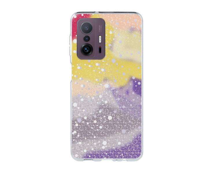 Funda Gel Transparente Purpurina Protección Cámara 3D para Xiaomi Mi 11 T,T Pro 