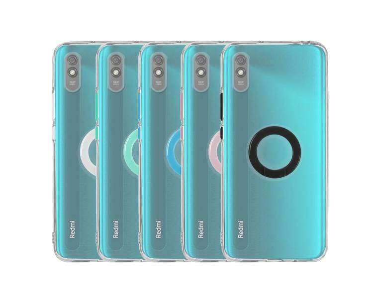 Funda Compatible con Xiaomi Redmi 9A Transparente con anilla