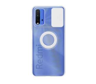 Funda para Xiaomi Redmi 9T , Pocophone M3 Transparente con Anilla y Cubre Cámara