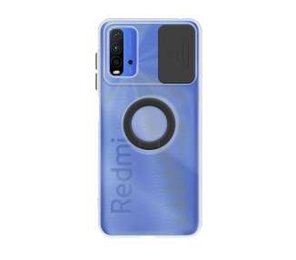 Funda para Xiaomi Redmi 9T , Pocophone M3 Transparente con Anilla y Cubre Cámara