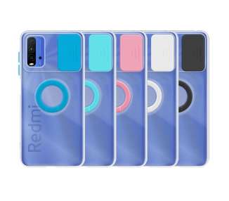 Funda para Xiaomi Redmi 9T , Pocophone M3 Transparente con Anilla y Cubre Cámara