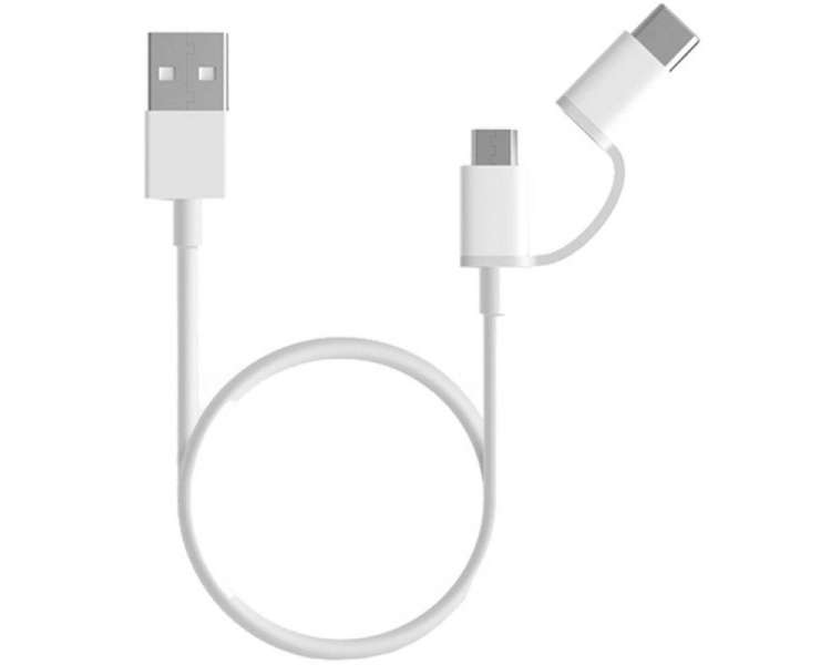 Cable usb 2.0 xiaomi mi 2-in-1 usb cable sjv4082ty usb macho - micro usb macho/ usb tipo-c macho/ 1m/ blanco