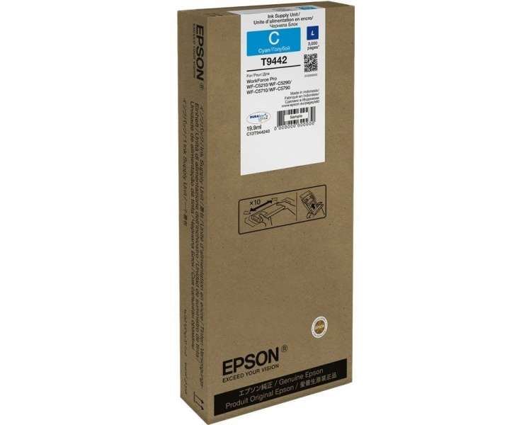 Cartucho de tinta original epson t9442/ cian