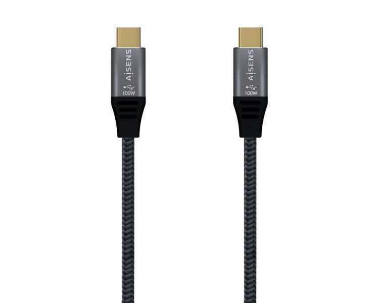 Cable usb 3.2 tipo-c aisens a107-0634/ usb tipo-c macho - usb tipo-c macho/ 2m/ gris