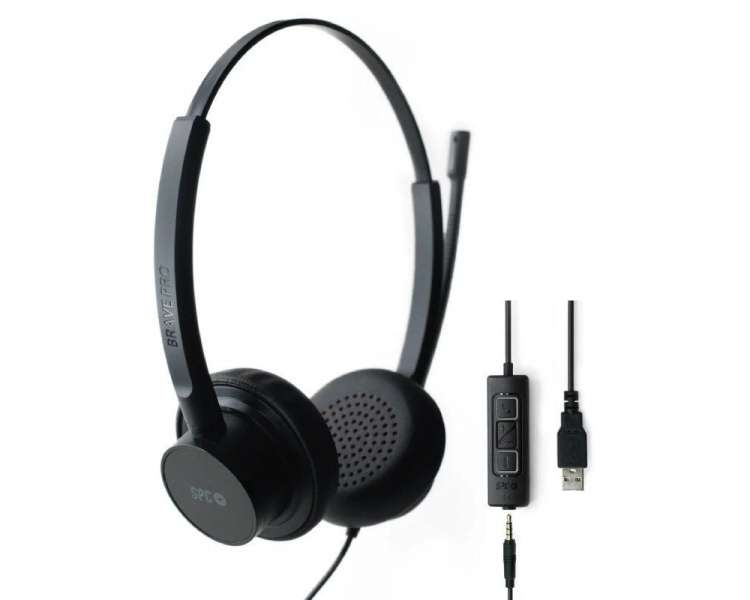 Auriculares spc brave pro/ con micrófono/ jack 3.5/ usb/ negros