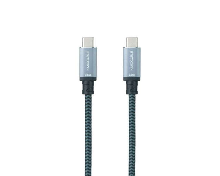 Cable usb 3.1 nanocable 10.01.4100-comb/ usb tipo-c macho - usb tipo-c macho/ 0.5m/ gris y negro