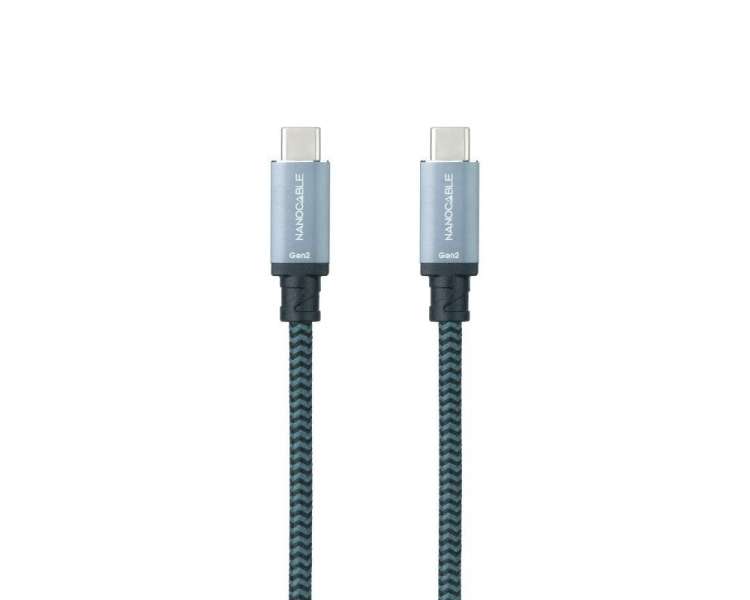 Cable usb 3.1 nanocable 10.01.4102-comb/ usb tipo-c macho - usb tipo-c macho/ 2m/ gris y negro