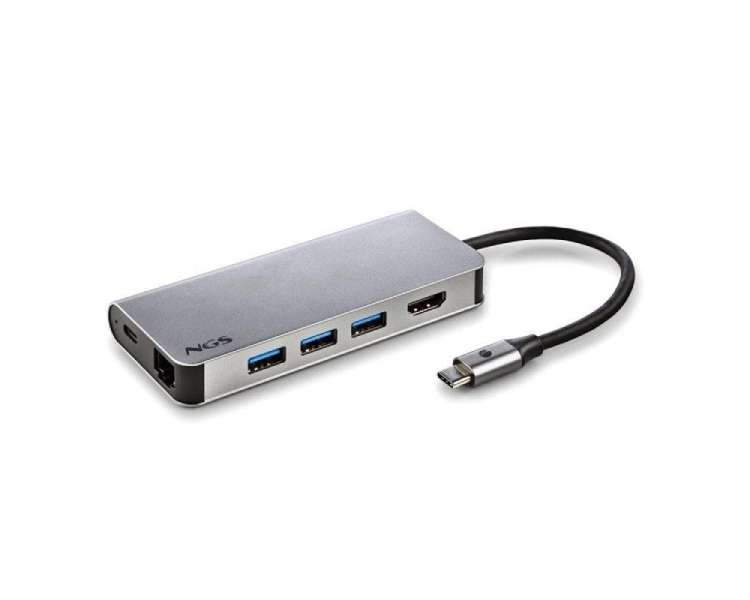 Docking usb 3.0 tipo-c ngs wonderdock8/ 3 puertos usb/ 1 usb tipo-c/ 1 hdmi/ 1 rj45/ 1 lector tarjetas sd