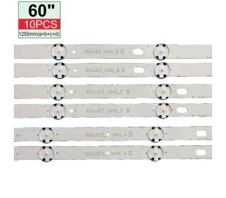 Kit Tiras LED para TV LG 60" 60UJ6309 60UJ6300 60UJ6050 60UJ630V 60UJ634V EAV63673006 60uj63 _ uhd_a B C D NC600DGE AAFXC