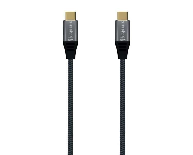 Cable usb 3.1 tipo-c aisens a107-0672 20gbps 100w/ usb tipo-c macho - usb tipo-c macho/ 1.5m/ gris