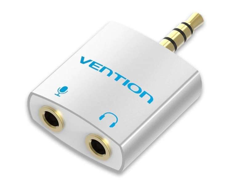 Adaptador audio vention bdbw0/ jack 3.5 macho - 2x jack 3.5 hembra/ blanco