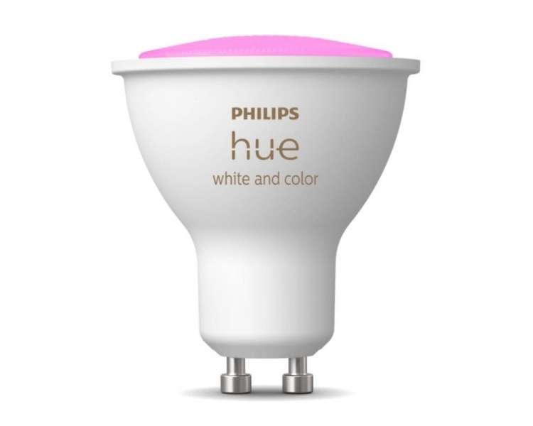 Bombilla led inteligente philips hue white and color/ casquillo gu10/ 5.2w/ 350 lúmenes/ 2000k-6500k/ precisa philips hue bridge