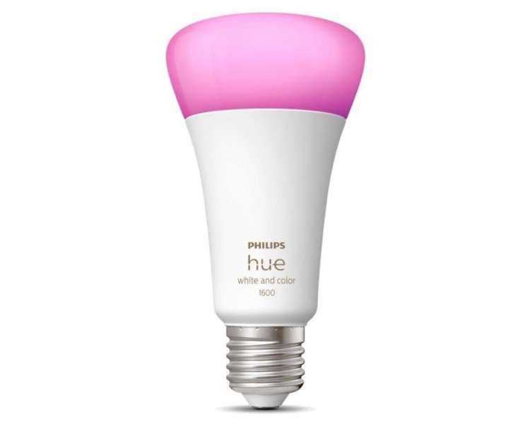 Bombilla led inteligente philips hue white and color a67/ casquillo e27/ 13.5w/ 1600 lúmenes/ 2000k-6500k/ precisa philips hue