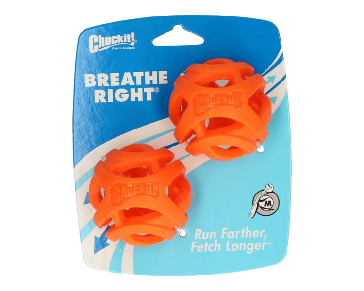 Chuckit - Breathe Right Fetch Ball Medium  6,5cm 2 pk - (CHUC32141)